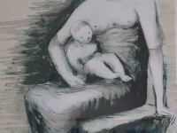 Henry Moore. Reino Unido 1898-1986. Mother and child, litografía, 52 x 36 cms. 1981